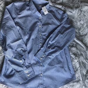 Women’s j crew blue striped button up